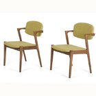 Green Tea Fabric wooden dining chair