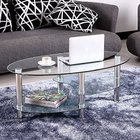 KLD 38 Inch Oval Two Tier All Clear Glass oval coffee table