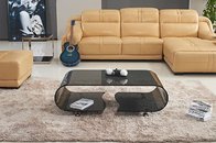 black and clear bent glass wheels coffee table glass