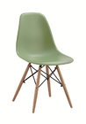 KLD Hot sale mid century fancy green 3v plastic chair with wooden legs