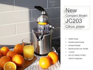 China JC203 160W Stainless Steel Compact Citrus Press with Aluminmum Diecast Handle supplier