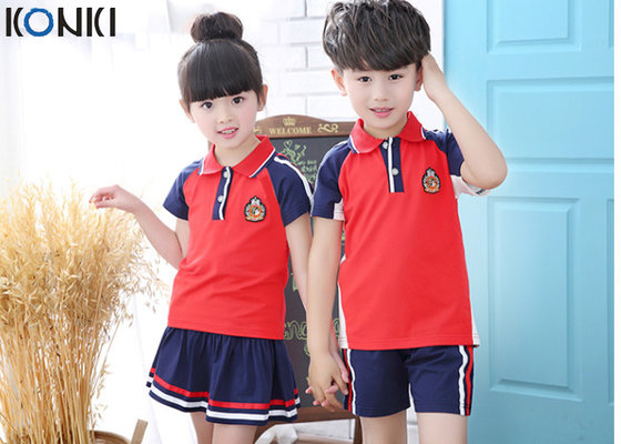 China Custom School Uniforms Shirt For Boys And Girls , Summer School Uniform Clothes supplier