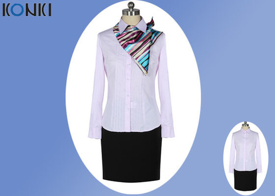 China Female Pink Corporate Office Uniform Shirts Business Office Clothing supplier