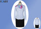 Modern Corporate Office Uniforms Ladies / Blue And White Stripe Shirt supplier