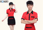 Red And Black Color Restaurant Shirts Uniforms For Waitresses supplier