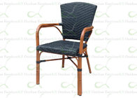 Patio Outdoor Bar Chairs Outdoor Resin Wicker Bamboo Barstool in Black