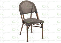 Outdoor Dining Chairs Black Faux Bamboo Textilene Commercial Restaurant Chair