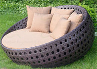 Outdoor Daybed Round Rattan Daybed All-weather Patio Bed Porch Lounge Chair