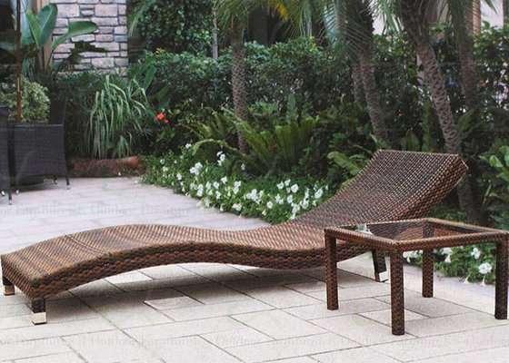 Outdoor Chaise Lounges Swimming Pool Furniture Brown Wicker Chaise Lounge Chair