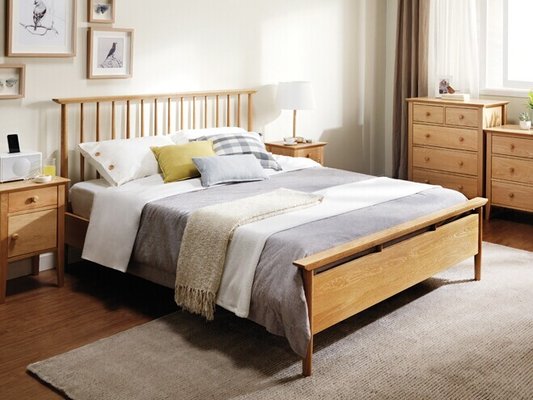 ikea modern double bed pine wood