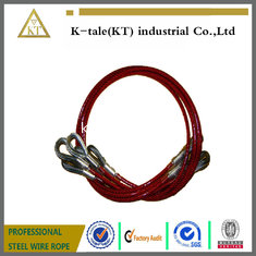 China high power strength standard 7x19 Red PVC Coated Wire Rope Sling with two eye for tow car supplier