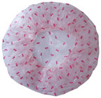 Disposable PE Shower Cap with Cherry Design in Pink