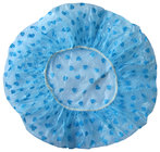 Disposable PE Shower Cap with Heart-Shaped in Blue