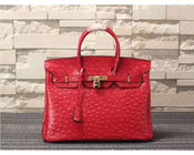 women high quality 35cm red Ostrich handbag cow leather handbags fashion handbags L-RB4-17