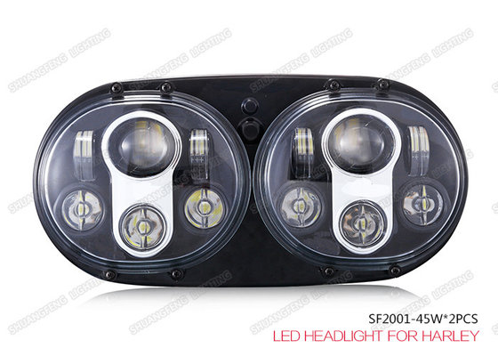 China 45W Hi / Lo Beam Motorcycle LED Headlight 6000K PC Lens For Universal Harley supplier
