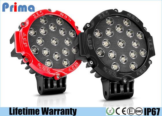 China 51W Black Round LED Driving Light For Off Road 7 Inch Flood Beam 4080 Lumen supplier