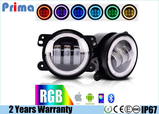 China 4&quot; Jeep Fog Lights  DRL RGB Halo Ring Fog lights  Assembly with Bluetooth Function for 1997-2017 Jeep Wrangler JK CJ LJ supplier