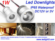 1W Mini LED Down Light DC12 or DC3V Epistar COB IP65 Waterproof showcase lighting 5 years warranty