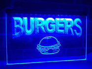 LED Lighted Acrylic Burgers Cafe LED Neon Light Sign Edge Lit Logo Display