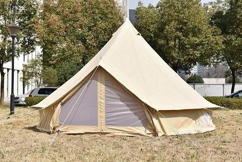 cotton canvas outdoor camping canvas bell tent with awning canopy tent