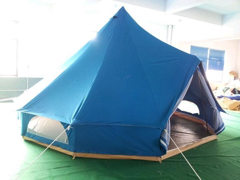 5m canvas bell tent blue color poly&cotton canvas,waterproof for camping site and activity