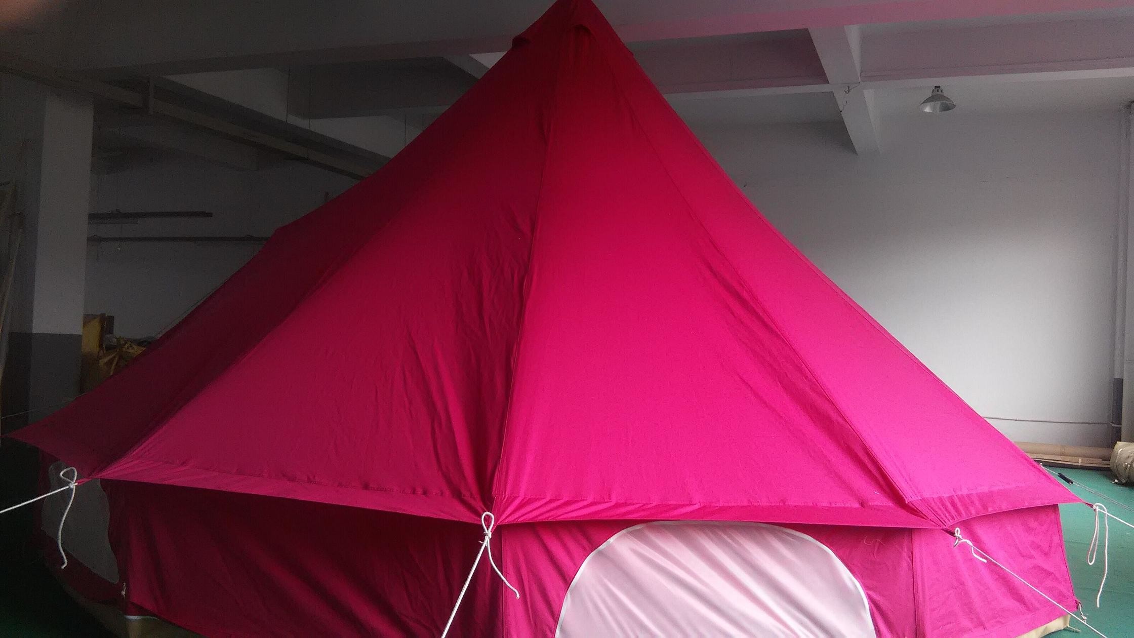 5m canvas bell tent red color poly&cotton canvas,waterproof for camping site and activity,party