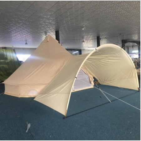 5m canvas bell tent beige color cotton canvas,waterproof for camping site and activity,party with round awning