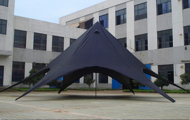 10m stand single peak star tent polyester coating black color