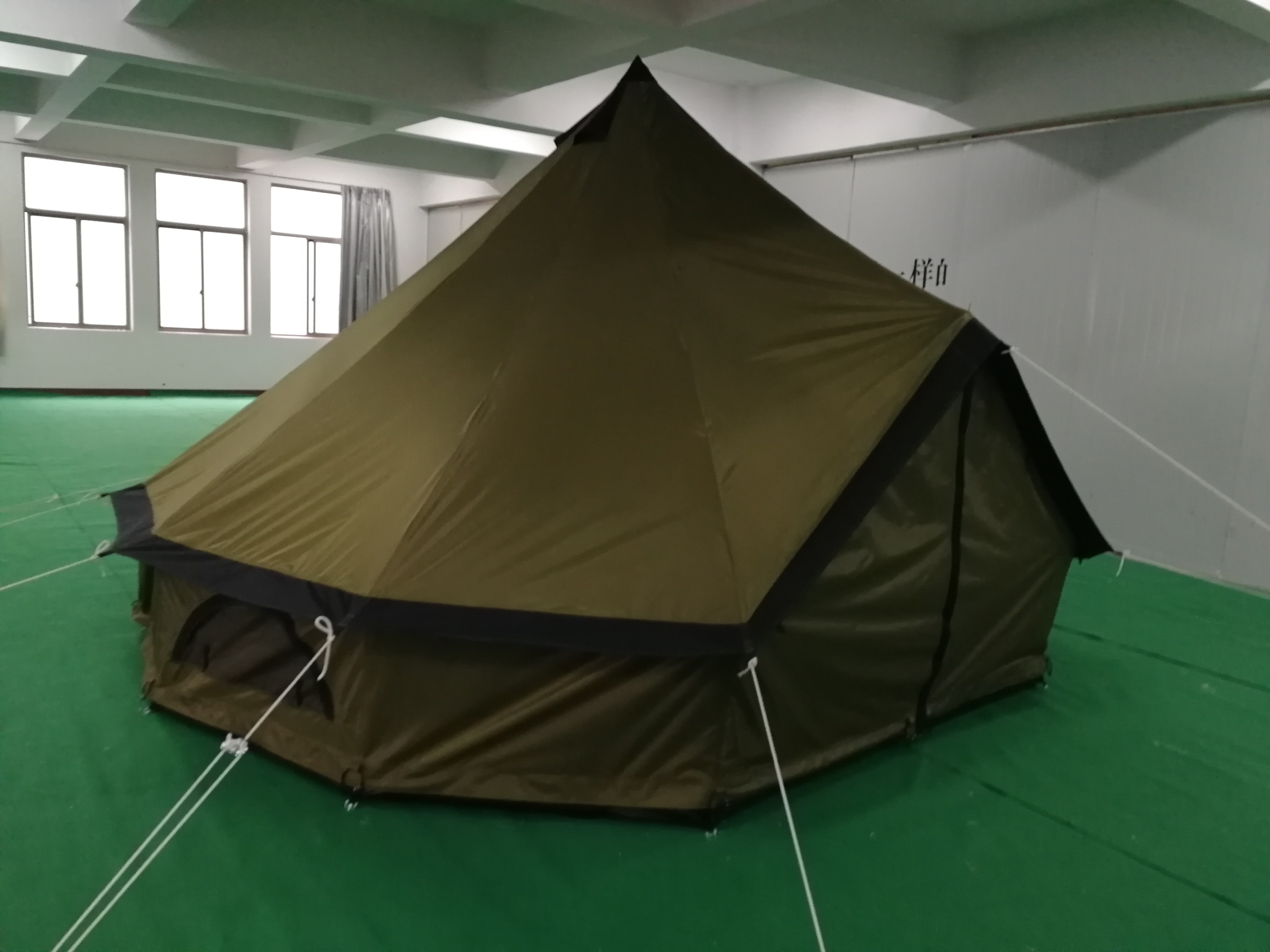 4M bell tent for family outdoor camping green color polyester pu coated dyed in color
