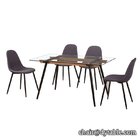 dining furniture rectangle transparent tempered glass top metal base glass dining table and chairs