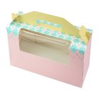 Custom cupcake packaging paper box with clear window    High quality cake  color box with handle