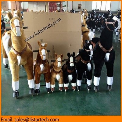 China White Ride on Walking Toy Horse Unicorn, Small Mechanical Pony, Kids Amusement Rides supplier