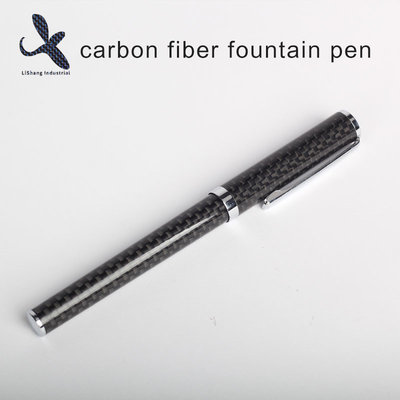 China fashion carbon fiber with stainless steel inner black fountain pen carbon fiber gift pen supplier