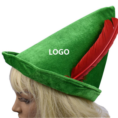 China Oktoberfest Green Peter Pan Hat Red Feather Party Hat 58-60cm supplier