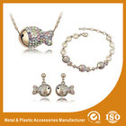 China Gold Plated Ladies Jewelry Sets Fish Shape Bracelet Earring Necklace Set distributor