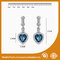Trendy Unique Diamond Metal Earrings Jewellery With Blue Crystal supplier