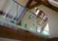 U channel glass railing for double stringer staircase design supplier