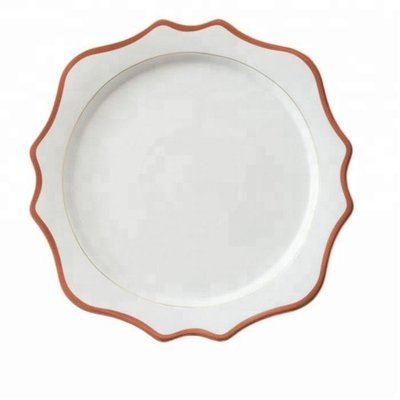 Hot sale rose gold rim ceramic dinner plate for wedding