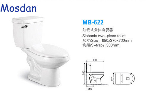 Siphonic Two Piece Toilet Washroom Closet MB-622