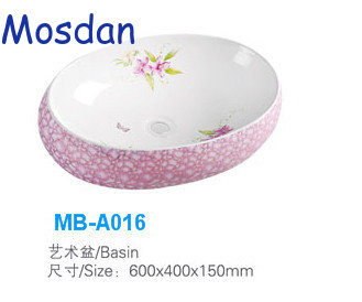 Oval shape art modern basin print design Counter top ceramic hand wash Basin MB-A016