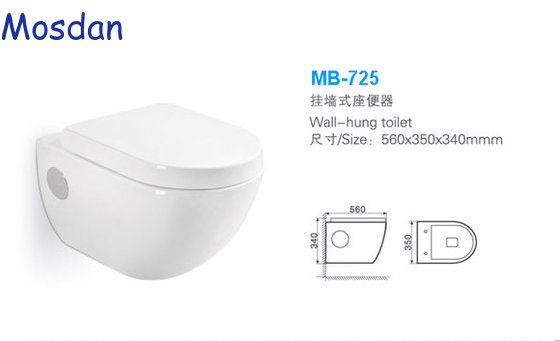 Bathroom Soft Closing Wall Hung Toilet MB-725