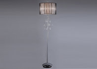 China Modern Decorative Floor Lights With Crystal , Black And White Linen Cover distributor