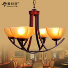 China E27 4 Light Simple Vintage Antique Modern Metal Chandelier with Art Glass distributor