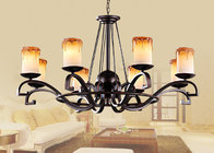 China Contemporary Wrought Iron Blown Glass Chandeliers Lamp For Living Room / Bedroom distributor