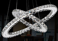 China 25 Watt LED Chrome Crystal Ring Chandelier Lamp For Dining Room , Doubel Circle distributor