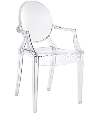 Victoria Armrest Ghost Chair, transparent dining table and chair