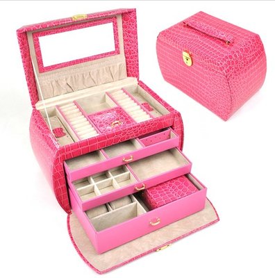 Rose Red Jewelry Boxes Storage Box For Wedding Gift Box  PU Leather Wholesale Price HIgh Qaulity