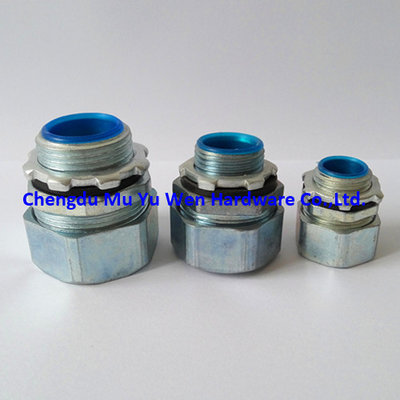 20mm ISO metric thread liquid tight zinc die cast straight fittings with sealing washers and lock nuts