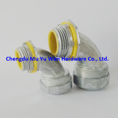UL type 90 degree liquid tight zinc die cast connectors for metallic flexible conduit from 3/8" to 4"