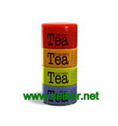 3-Section Woodgrain Gift Tin Storage Box Tea Canister